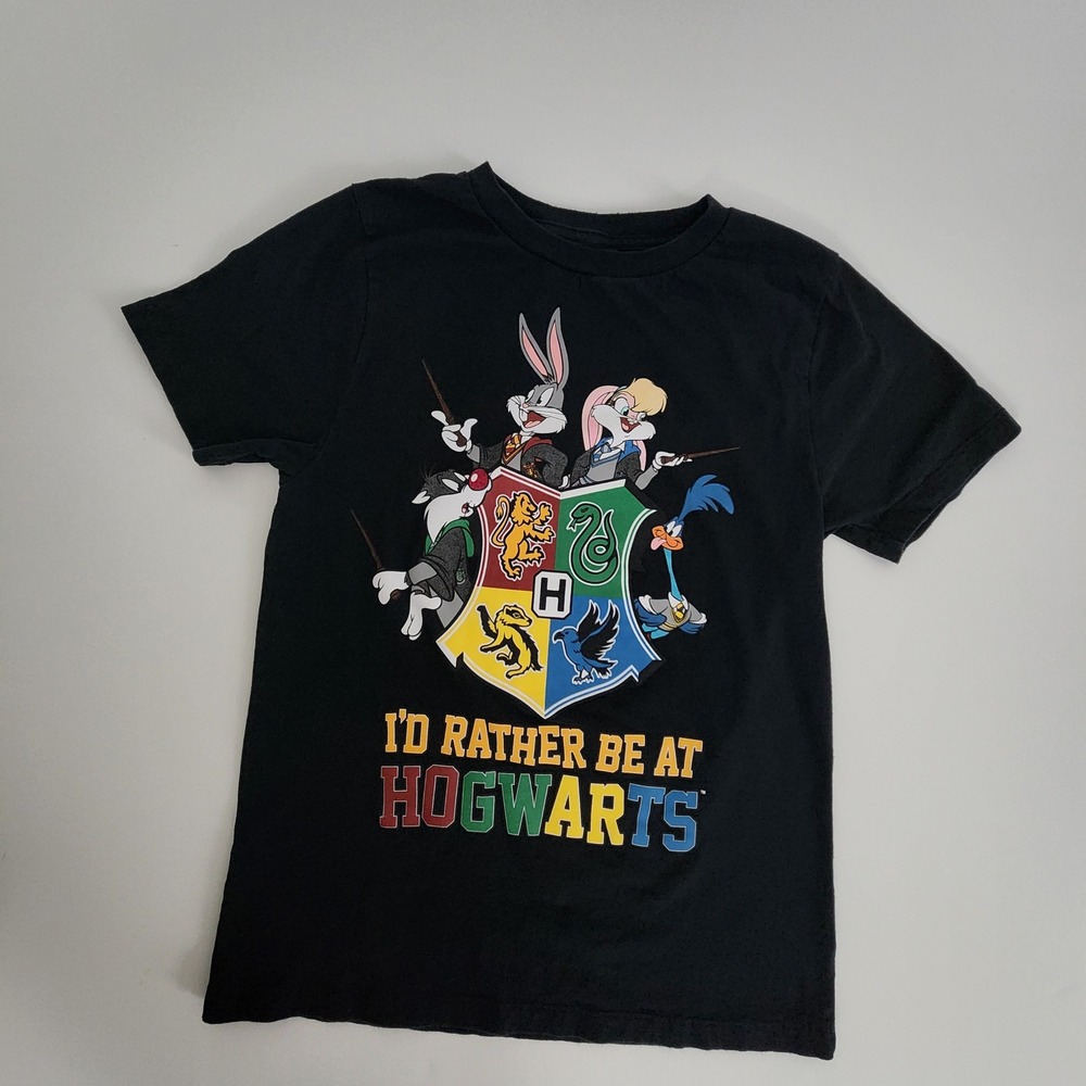 Looney Tunes‎ Harry Potter Hogwarts Kids T-Shirt Black size L